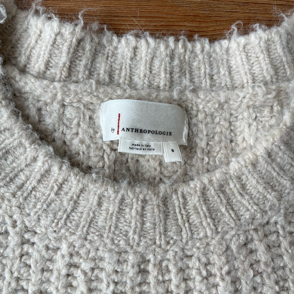 Fuzzy cream Anthropologie sweater size small